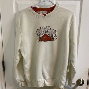 Vintage Fall Cats Pumpkins Hasting & Smith Cream Orange Sweatshirt Womens Large